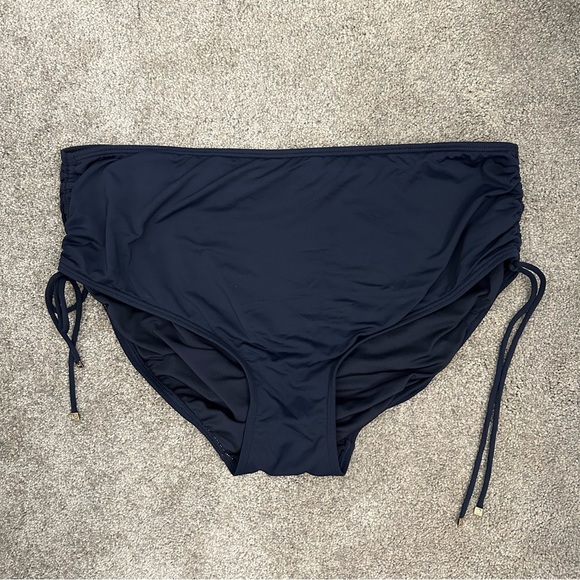 18W Michael Kors Navy Blue Plus Size High-Waist Swim Bottoms Swimsuit - Picture 2 of 5